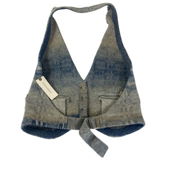 Anthropology S Pilco Heritage Sweater vest halter top blue beige - Picture 6 of 10